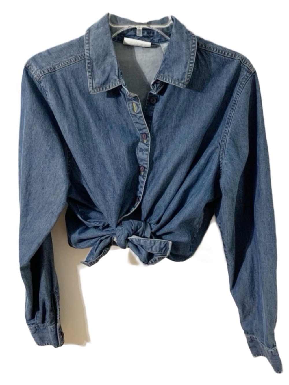 Marsh Landing by Amanda Smith Denim Jean Button Front Shirt Pointed Collar 🔵